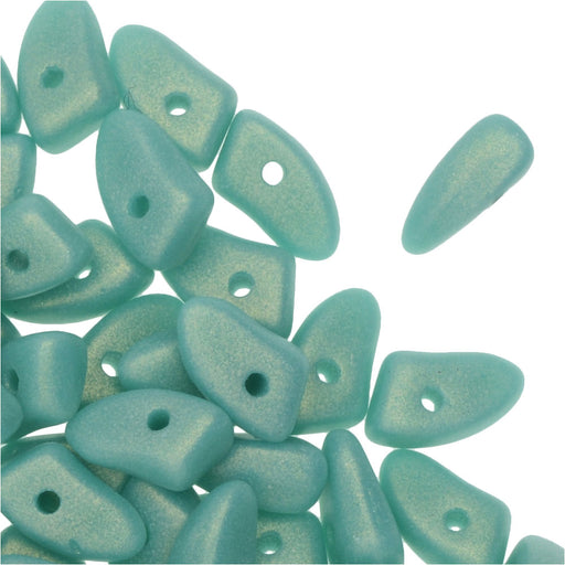 Czech Glass, Prong Beads 6x3.5mm, Suede Gold Turquoise (2.5" Tube)