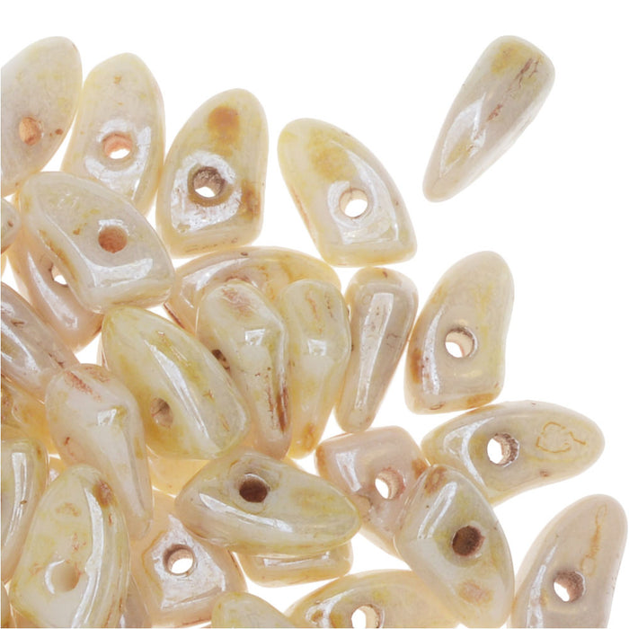 Czech Glass, Prong Beads 6x3.5mm, Opaque Picasso Luster (2.5" Tube)
