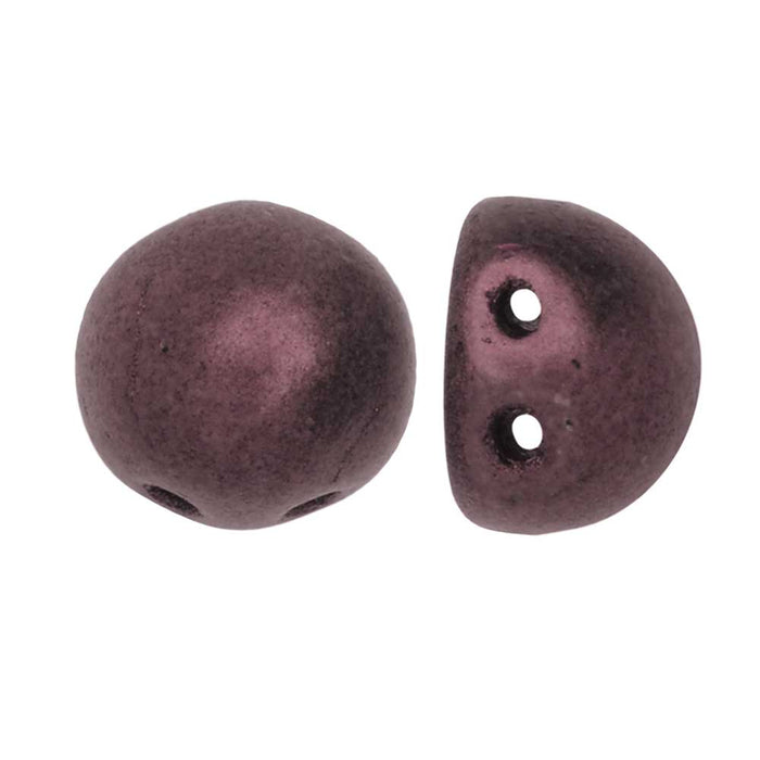 CzechMates Glass, 2-Hole Round Cabochon Beads 7mm Diameter, Copper Rose Polychrome (2.5" Tube)