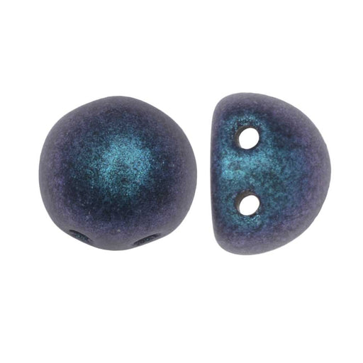CzechMates Glass, 2-Hole Round Cabochon Beads 7mm Diameter, Indigo Orchid Polychrome (2.5" Tube)