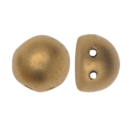 CzechMates Glass, 2-Hole Round Cabochon Beads 7mm Diameter, Matte Metallic Flax (2.5" Tube)