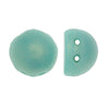 CzechMates Glass, 2-Hole Round Cabochon Beads 7mm Diameter, Sueded Gold Turquoise (2.5