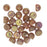 CzechMates Glass, 2-Hole Round Cabochon Beads 7mm Diameter, Opaque Rose / Gold Topaz Luster (2.5" Tube)