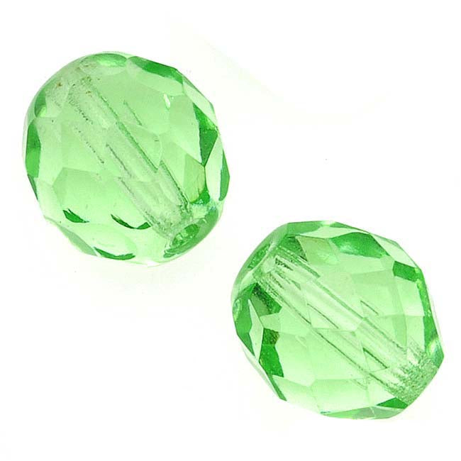 Czech Fire Polished Glass Beads 10mm Round Peridot (1 Strand)