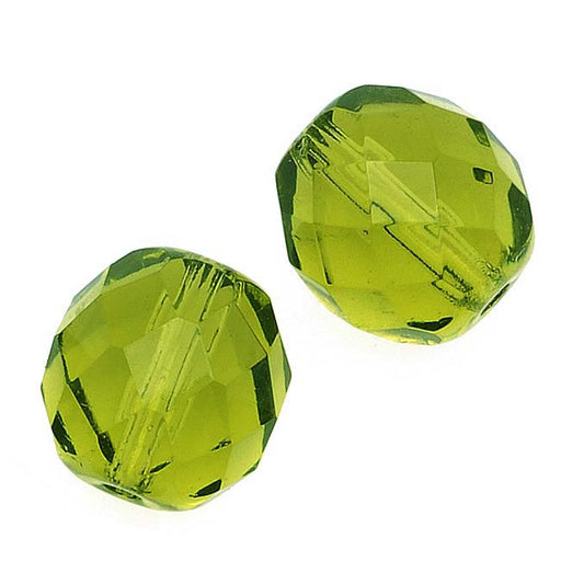 Czech Fire Polished Glass Beads 10mm Round Olivine (1 Strand)