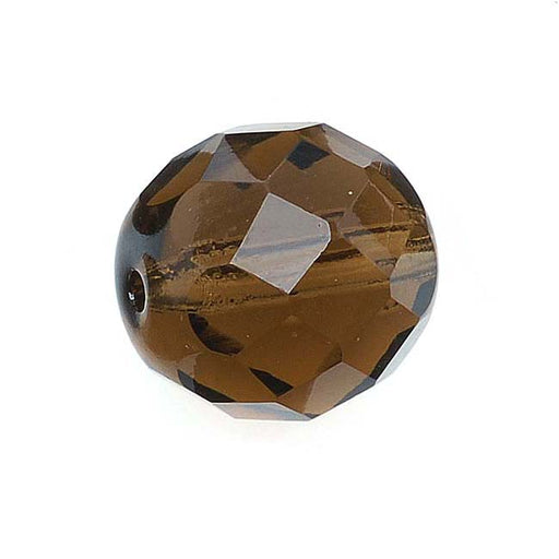 Czech Fire Polished Glass Beads 12mm Round Smoky Topaz (1 Strand)