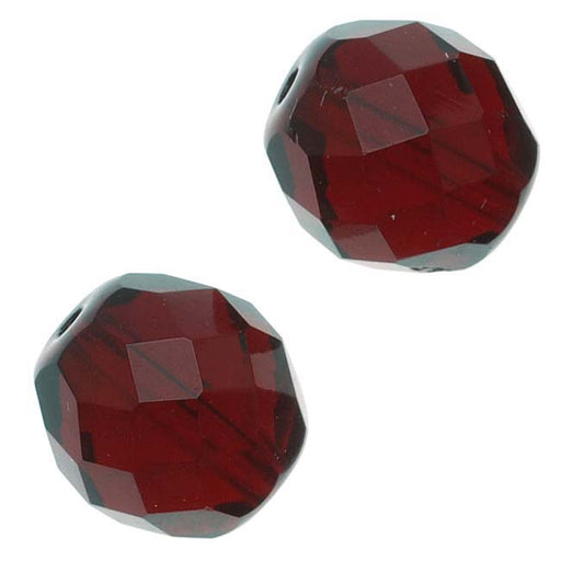 Czech Fire Polished Glass Beads 12mm Round Garnet (1 Strand)