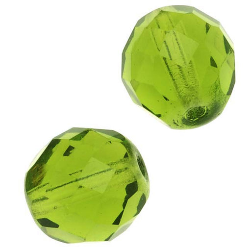 Czech Fire Polished Glass Beads 12mm Round Olivine (1 Strand)