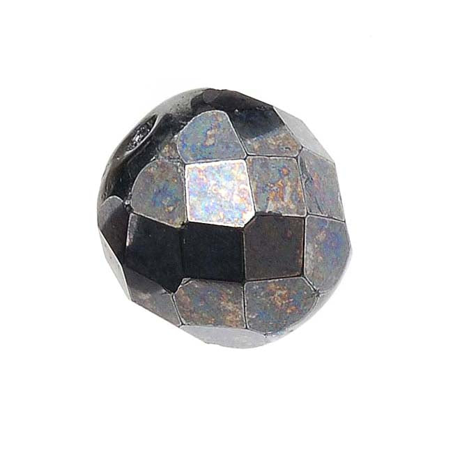 Czech Fire Polished Glass Beads 12mm Round Hematite (1 Strand)