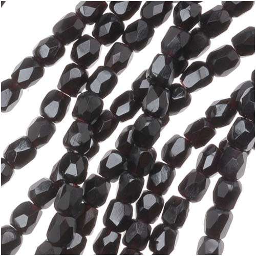 Czech Fire Polished Glass Beads 2mm Round "Jet" Black (1 Strand)