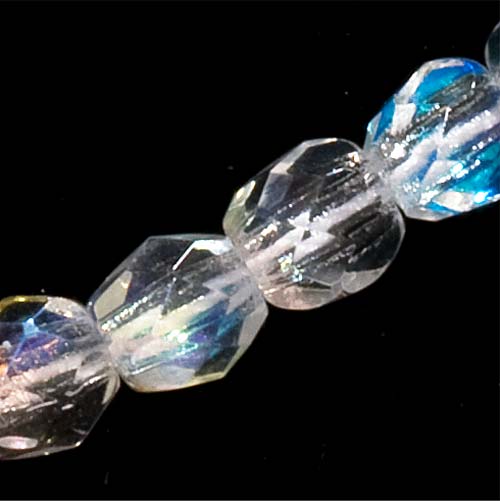Czech Fire Polished Glass Beads 3mm Round Crystal AB (50 pcs)