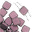 CzechMates Glass, 2-Hole Square Tile Beads 6mm, Metallic Pink Suede (1 Strand)