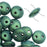 CzechMates Glass, 2-Hole Round Lentil Beads 6mm, Metallic Light Green Suede (1 Strand)