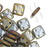 CzechMates Glass, QuadraTile 4-Hole Square Beads 6mm, Brown Iris (2.5" Tube)