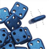 CzechMates Glass, QuadraTile 4-Hole Square Beads 6mm, Metallic Blue Suede (2.5