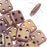 CzechMates Glass, QuadraTile 4-Hole Square Beads 6mm, Opaque Rose / Gold Topaz Luster (2.5" Tube)
