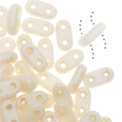 CzechMates Glass, 2-Hole Bar Beads 6x2mm, Opaque Champagne Luster (2.5" Tube)