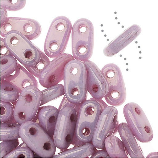 CzechMates Glass, 2-Hole Bar Beads 6x2mm, Opaque Lilac Luster (2.5" Tube)