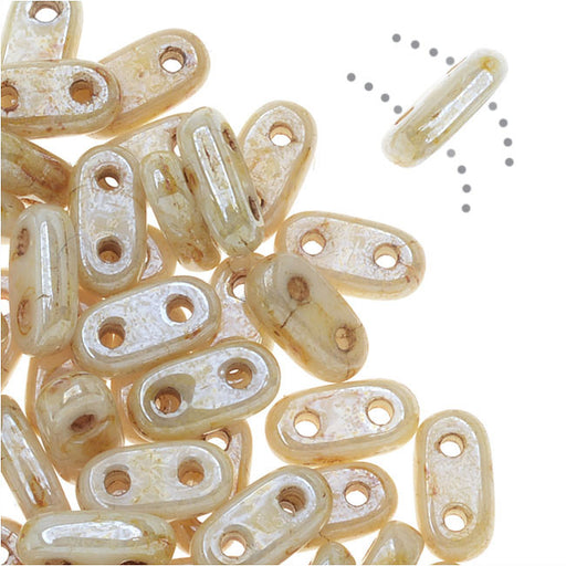 CzechMates Glass, 2-Hole Bar Beads 6x2mm, Opaque Picasso Luster (2.5" Tube)