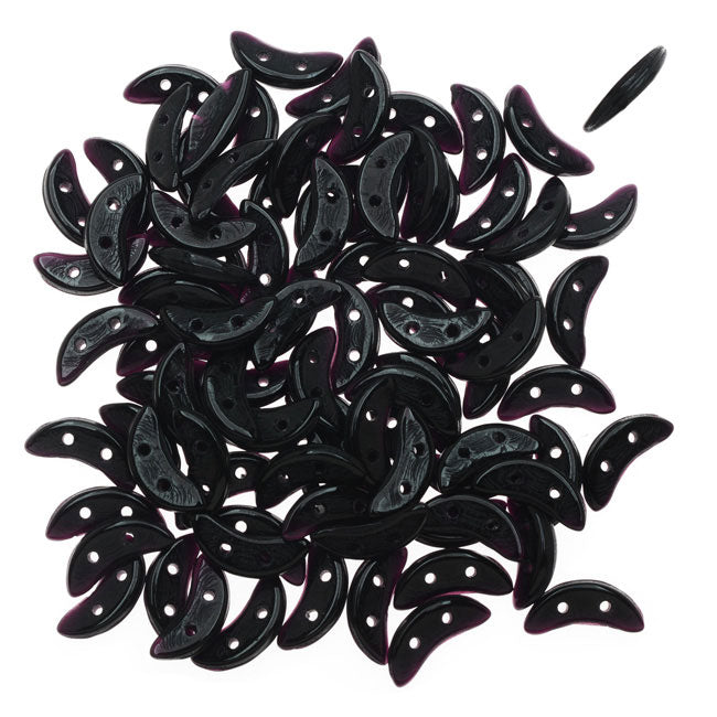 CzechMates Glass, 2-Hole Crescent Beads 10x4.5mm, Jet Black (2.5" Tube)