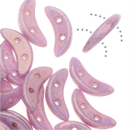 CzechMates Glass, 2-Hole Crescent Beads 10x4.5mm, Opaque Lilac Luster (2.5" Tube)