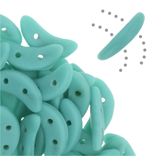 CzechMates Glass, 2-Hole Crescent Beads 10x4.5mm, Matte Turquoise (2.5" Tube)