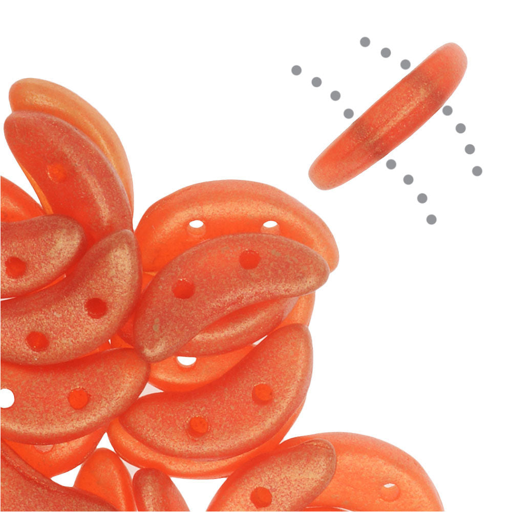 CzechMates Glass, 2-Hole Crescent Beads 10x4.5mm, Sueded Gold Hyacinth (2.5" Tube)