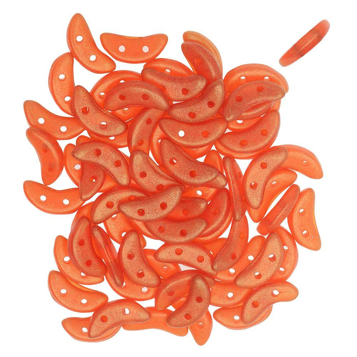 CzechMates Glass, 2-Hole Crescent Beads 10x4.5mm, Sueded Gold Hyacinth (2.5" Tube)