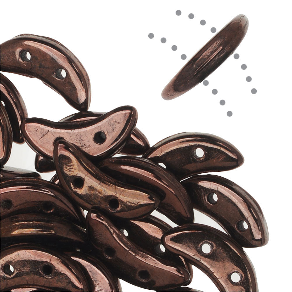 CzechMates Glass, 2-Hole Crescent Beads 10x4.5mm, Dark Bronze (2.5" Tube)