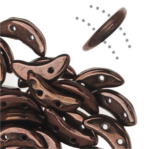 CzechMates Glass, 2-Hole Crescent Beads 10x4.5mm, Dark Bronze (2.5" Tube)