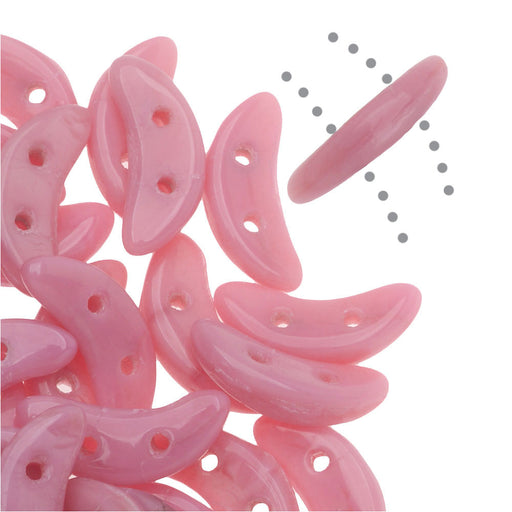 CzechMates Glass, 2-Hole Crescent Beads 10x4.5mm, Coral Pink (2.5" Tube)