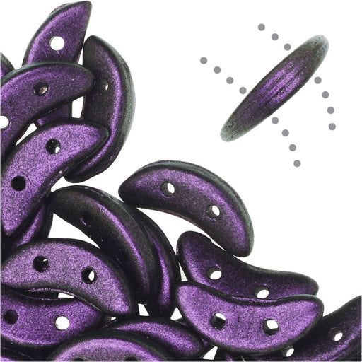 CzechMates Glass, 2-Hole Crescent Beads 10x4.5mm, Black Currant Polychrome (2.5" Tube)