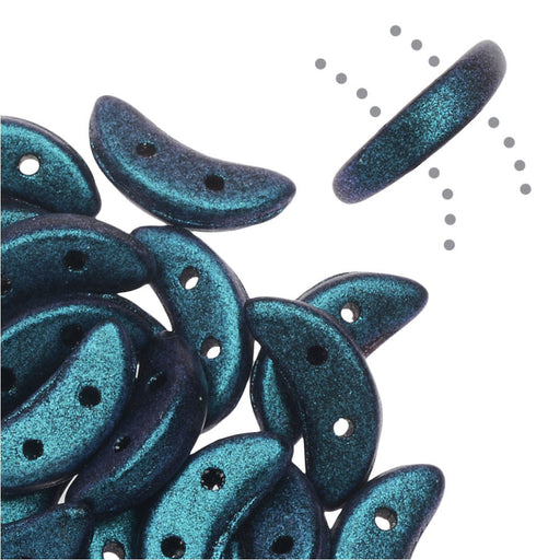 CzechMates Glass, 2-Hole Crescent Beads 10x4.5mm, Indigo Orchid Polychrome (2.5" Tube)