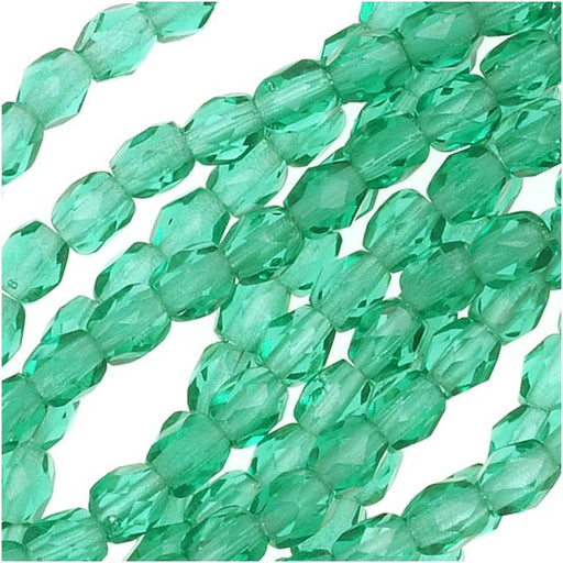 Czech Fire Polished Glass Beads 3mm Round Emerald Green (50 pcs)