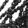 Czech Fire Polished Glass Beads 3mm Round Jet Black (50 pcs)