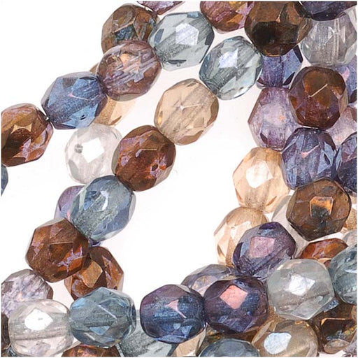 Czech Fire Polished Glass Beads 4mm Round Multi Luster Mix (50 pcs)