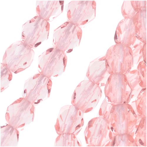 Czech Fire Polished Glass Beads 4mm Round Rosaline Pink (50 pcs)