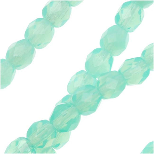Czech Fire Polished Glass Beads 4mm Round 'Peridot Opal' (50 pcs)