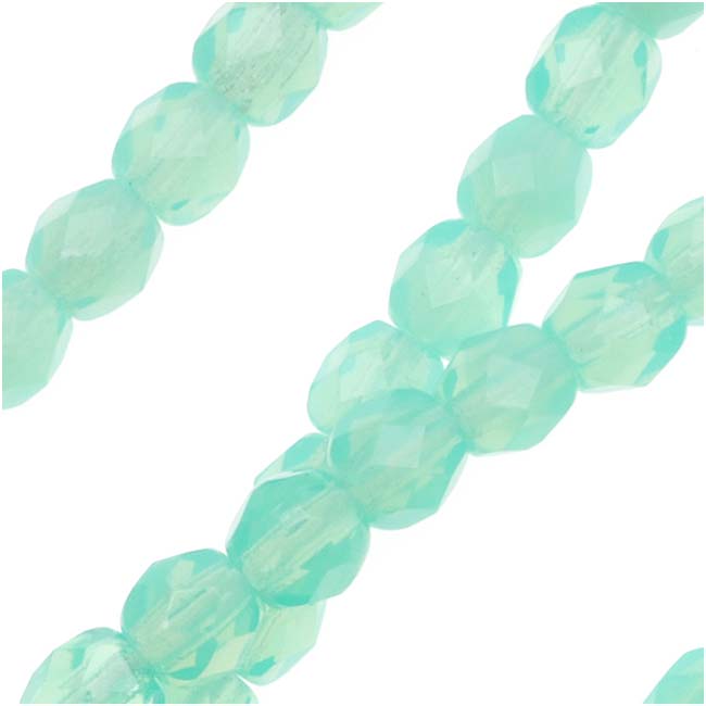 Czech Fire Polished Glass Beads 4mm Round 'Peridot Opal' (50 pcs)