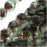 Czech Fire Polished Glass Beads 6mm Round Two Tone Emerald/Brown (1 Strand)
