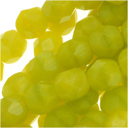 Czech Fire Polished Glass Beads 6mm Round Chartreuse (1 Strand)