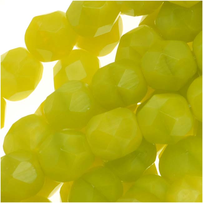 Czech Fire Polished Glass Beads 6mm Round Chartreuse (1 Strand)