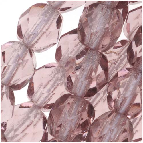 Czech Fire Polished Glass Beads 6mm Round Light Amethyst (1 Strand)