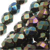 Czech Fire Polished Glass Beads 6mm Round Green Iris (1 Strand)