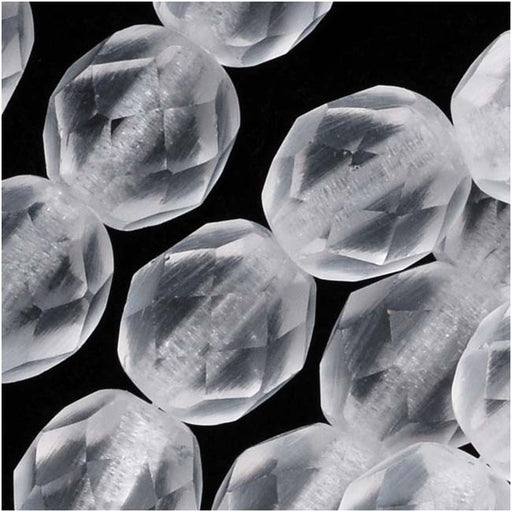 Czech Fire Polished Glass Beads 8mm Round Matte Crystal (1 Strand)