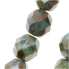 Czech Fire Polished Glass Beads 8mm Round Light Green Picasso Luster (1 Strand)