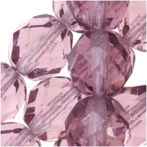 Czech Fire Polished Glass Beads 8mm Round Purple Light Amethyst (25 pcs)