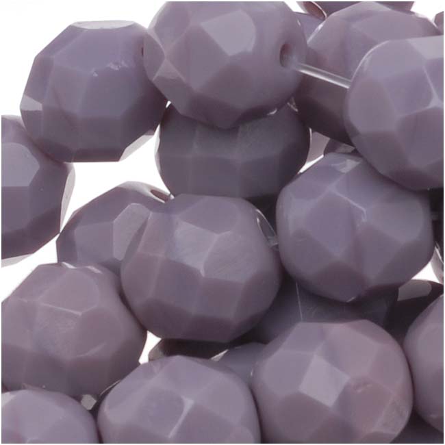Czech Fire Polished Glass Beads 8mm Round Opaque Lt Amethyst (1 Strand)