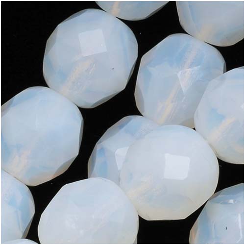 Czech Fire Polished Glass Beads 8mm Round White Opal (25 pcs)