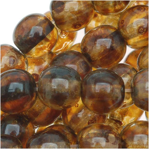 Czech Glass Druk Round Beads 6mm Crystal Picasso (50 pcs)